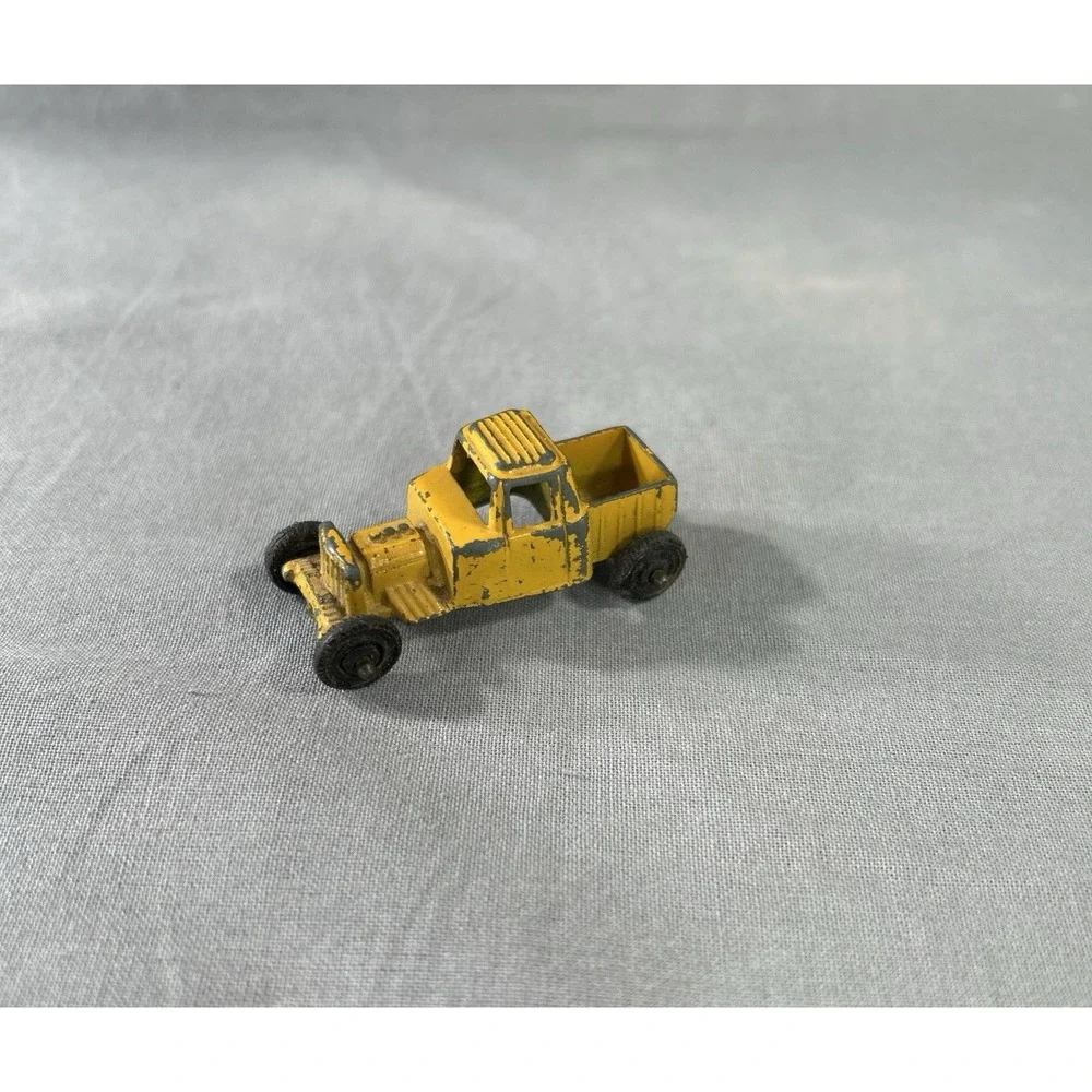 Vintage 60's Tootsietoy hot rod or roadster pickup truck yellow die cast w/wear